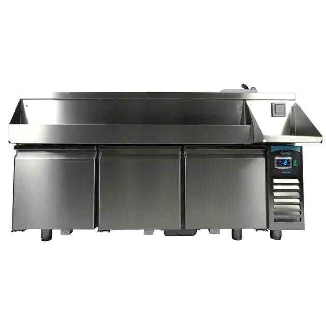 Triple Door Refrigerated Table with Integrated Cocktail Counter