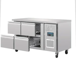 Table Réfrigérée Gastronorm 1/1 Ventilée 4 Tiroirs Gamme U - Capacité 314 Litres