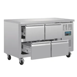 Table Réfrigérée Gastronorm 1/1 Ventilée 4 Tiroirs Gamme U - Capacité 314 Litres