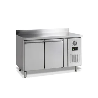 Mesa de Preparación Refrigerada 2 Puertas - Temperatura Negativa 272 Litros con Respaldo de Acero Inoxidable