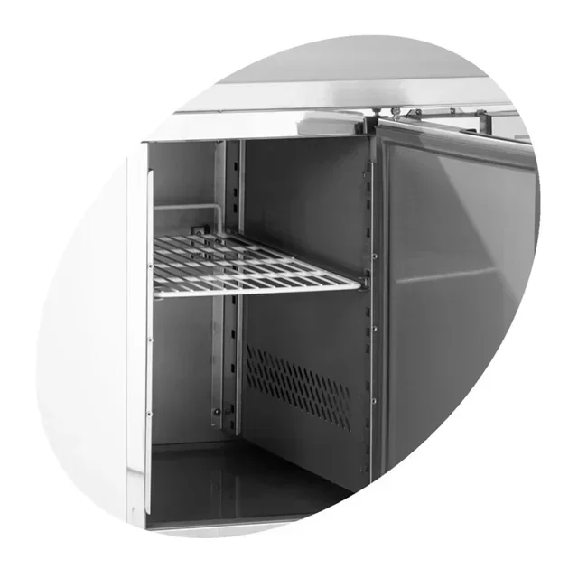 Tavolo di Preparazione Refrigerato 2 Porte - Temperatura Negativa 272 Litri con Paraschizzi in Acciaio Inox