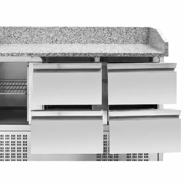 Refrigerated Pizza Cabinet 600x400 - 1 Hinged Door + 4 Gastronorm Drawers
