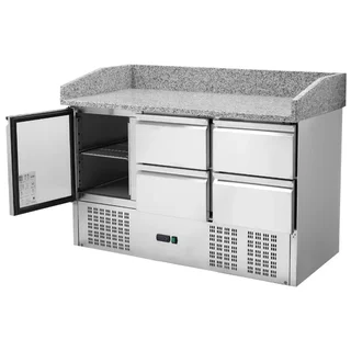 Refrigerated Pizza Cabinet 600x400 - 1 Hinged Door + 4 Gastronorm Drawers