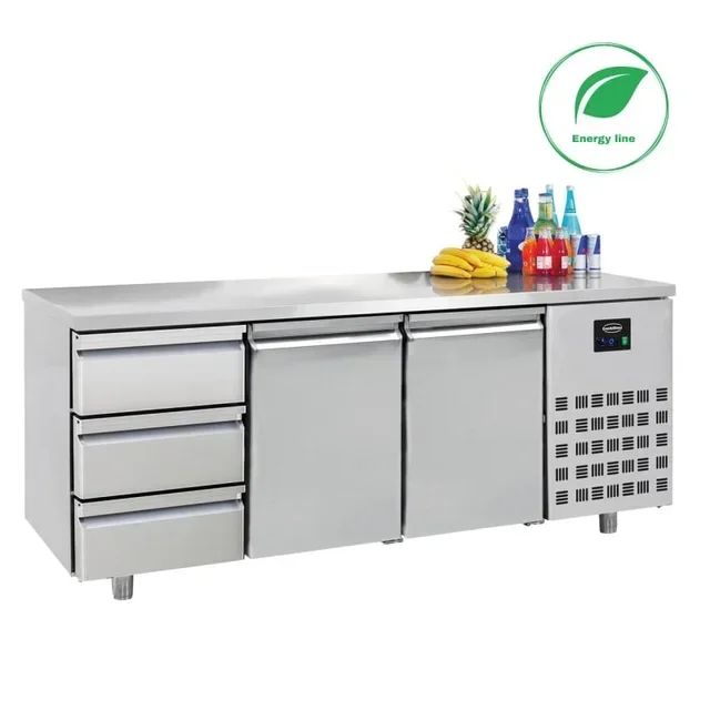 Table Réfrigérée Positive 2 Portes 3 Tiroirs GN 1/1 - Capacité 474 Litres