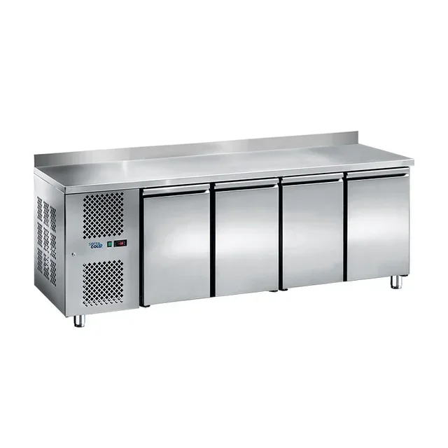 Tavolo Refrigerato 4 Porte GN 1/1 - Alzatina in Acciaio Inox - Gruppo Frigorifero Sinistro - Profondità 700mm