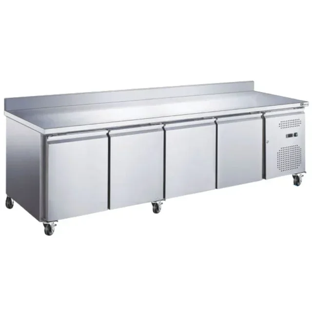 Refrigerated Gastronorm Table 1/1 Positive 700 mm Depth - 4 Doors - With Rear Upstand