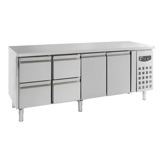 Table Réfrigérée Positive Gastronorme 1/1 - 2 Portes et 4 Tiroirs - Capacité 553 Litres