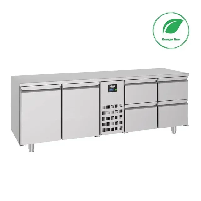 Table Réfrigérée Positive GN 1/1 - 2 Portes et 4 Tiroirs - Capacité 632 Litres