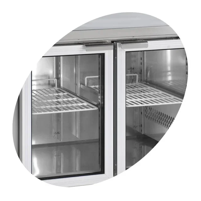 Professional Stainless Steel Refrigerated Table - 3 Glass Doors - GN 1/1 Compatible