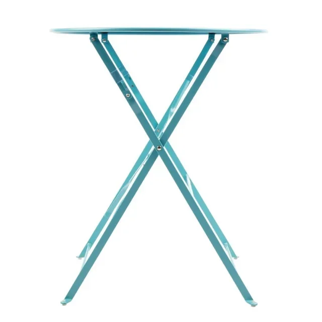 Round Outdoor Metal Table - Turquoise Blue - 595 mm Diameter