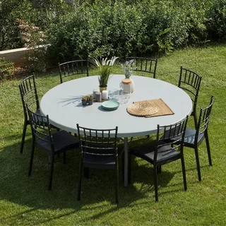 Round Folding Garden Table Verdi - Diameter 150 cm - White Color