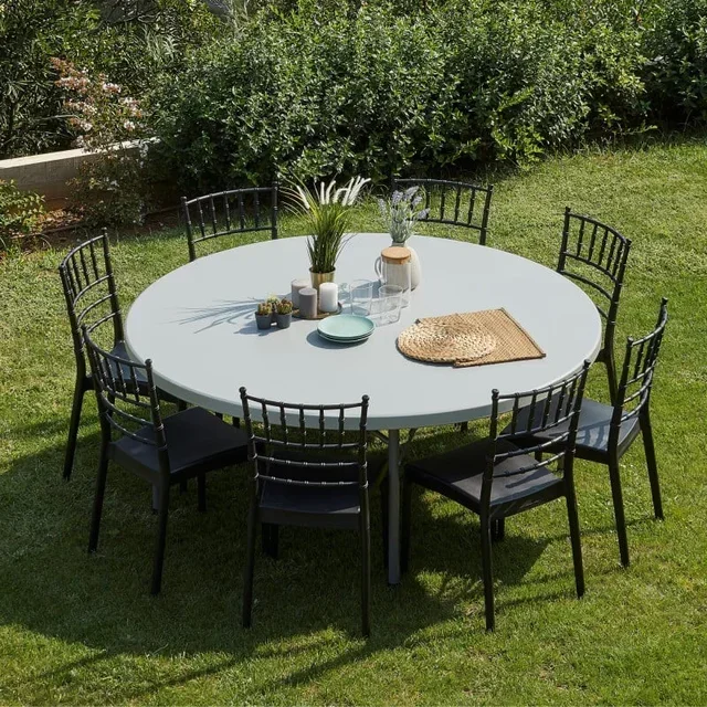 Round Folding Garden Table Verdi - Diameter 150 cm - White Color