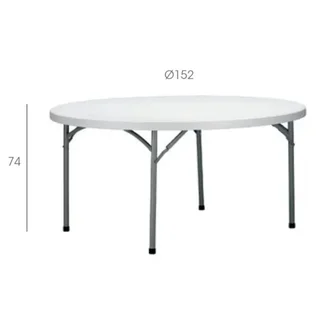 Round Folding Garden Table Verdi - Diameter 150 cm - White Color