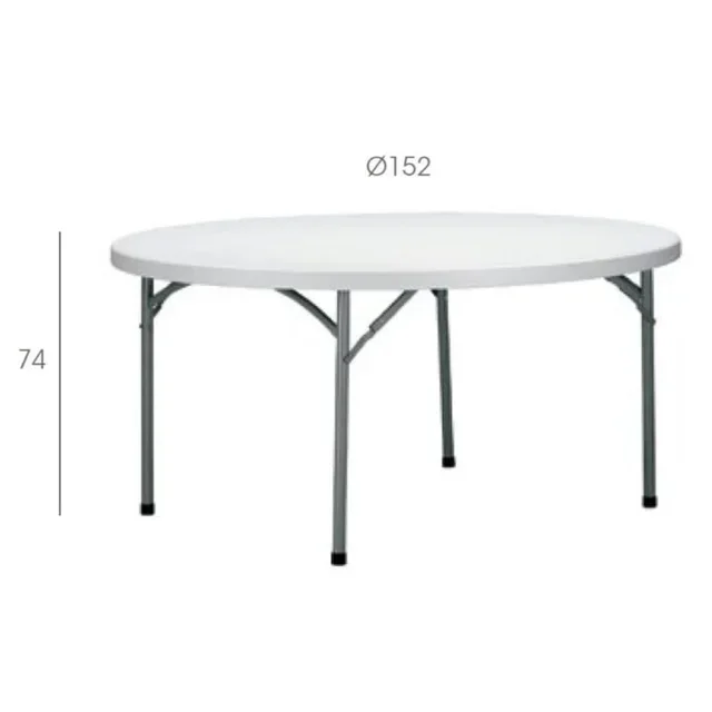 Round Folding Garden Table Verdi - Diameter 150 cm - White Color