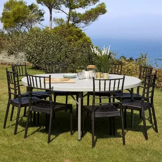 Round Folding Garden Table Verdi - Diameter 150 cm - White Color