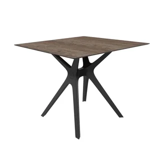 Square Coffee Table Oak Wood Black Metal Legs 90x90 cm