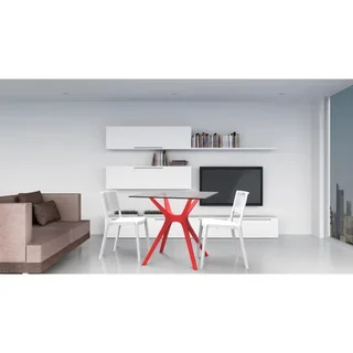 Square Coffee Table Oak Wood Black Metal Legs 90x90 cm