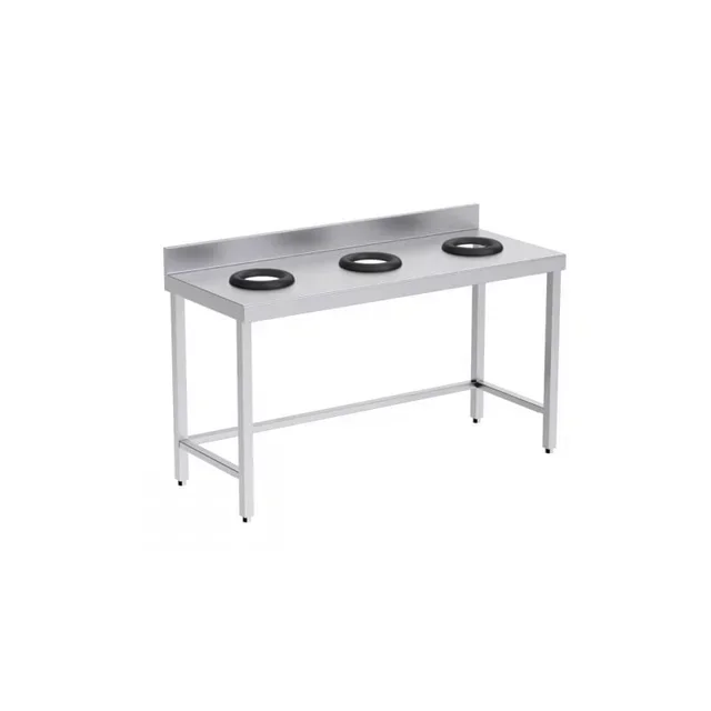 Open Sorting Table 3 Compartments Waste Disposal with Backsplash - Length 1500 mm x Depth 600 mm
