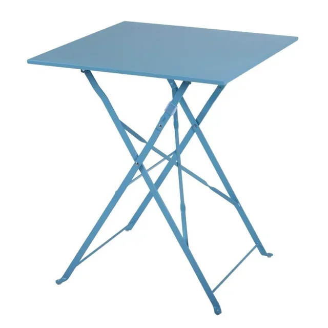 Square Outdoor Table Steel Turquoise Blue 60cm