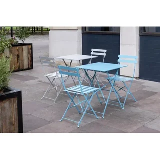 Tavolo Quadrato da Terrazzo Acciaio Blu Turchese 60cm