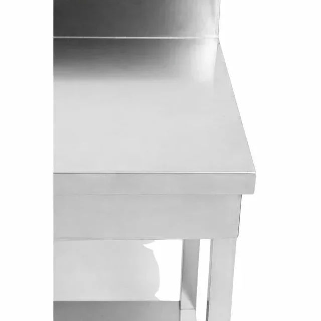 Edelstahl-Arbeitstisch Professionell mit Aufkantung und Ablageboden - Tiefe 700 mm - Breite 1000 mm