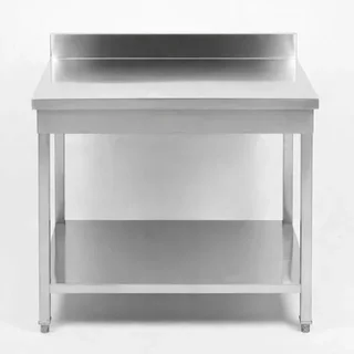 Professioneller Edelstahltisch mit Aufkantung und Unterschrank - Tiefe 60 cm - Breite 60 cm