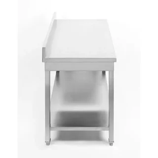 Professioneller Edelstahltisch mit Aufkantung und Unterschrank - Tiefe 60 cm - Breite 60 cm