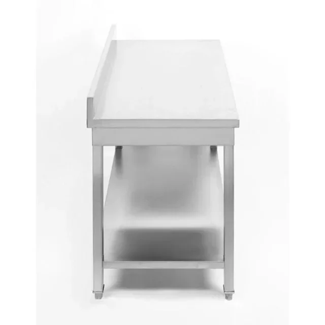 Professioneller Edelstahltisch mit Aufkantung und Unterschrank - Tiefe 60 cm - Breite 60 cm
