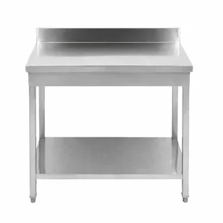 Professioneller Edelstahltisch mit Aufkantung und Unterschrank - Tiefe 60 cm - Breite 60 cm