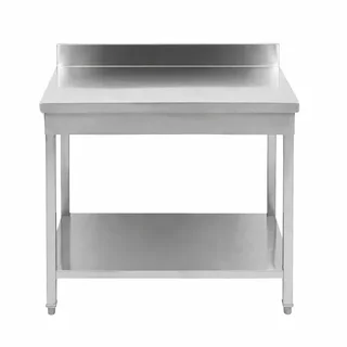 Tavolo da Lavoro in Acciaio Inox con Alzatina e Ripiano Inferiore - Profondità 700 mm - Larghezza 600 mm