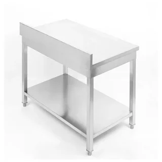 Tavolo da Lavoro in Acciaio Inox con Alzatina e Ripiano Inferiore - Profondità 700 mm - Larghezza 600 mm