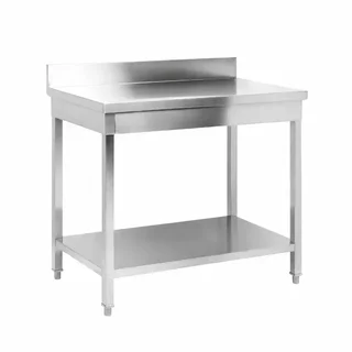 Tavolo da Lavoro in Acciaio Inox con Alzatina e Ripiano Inferiore - Profondità 700 mm - Larghezza 600 mm