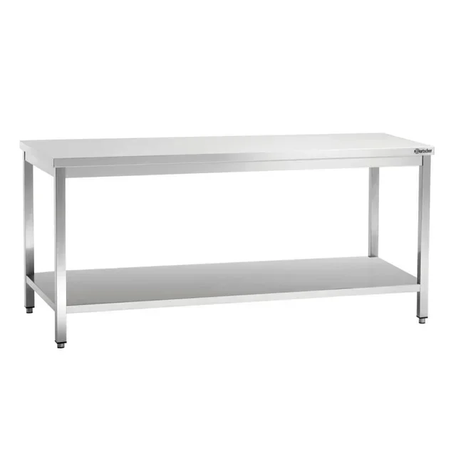Edelstahl-Arbeitstisch mit Unterboden - Tiefe 60 cm - Länge 180 cm