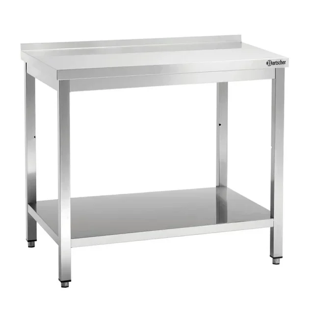 Table de Travail Inox avec Etagère Basse et Dosseret - 1200 x 700 mm
