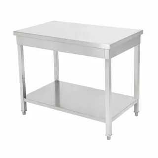 Edelstahl Arbeitstisch mit Unterboden - Tiefe 60 cm - Länge 120 cm