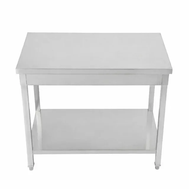 Edelstahl Arbeitstisch mit Ablageboden - Tiefe 700 mm - Länge 1000 mm