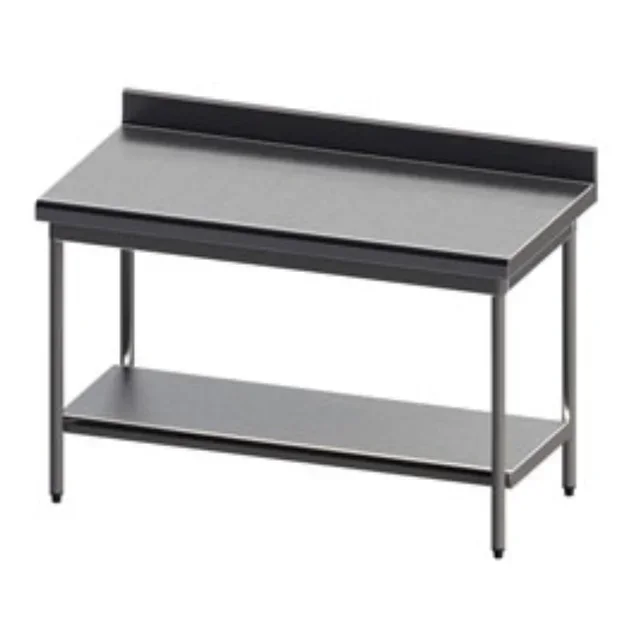 Edelstahl-Arbeitstisch mit Aufkantung und Unterboden - Tiefe 700 mm - Länge 1000 mm