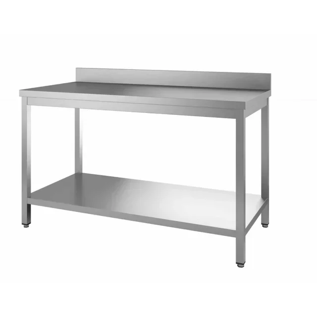 Table de Travail Inox Professionnelle avec Dosseret et Etagère Inférieure - Profondeur 700 mm - Longueur 1800 mm