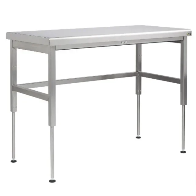 Edelstahl Arbeitstisch mit verstellbarer Höhe - Länge 140 cm x Tiefe 70 cm
