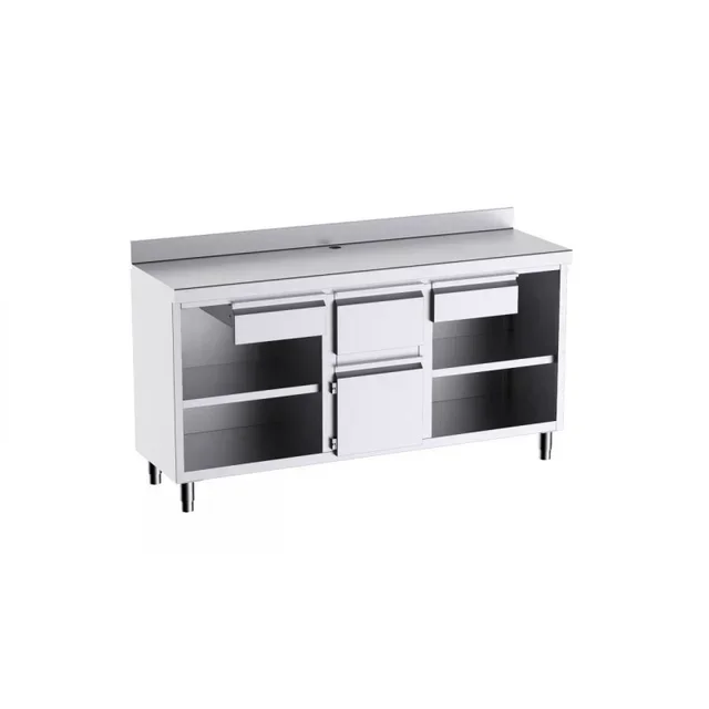 Mesa de Trabajo ECO para Máquina de Café con Respaldo de Acero Inoxidable - 2000x600x1050 mm