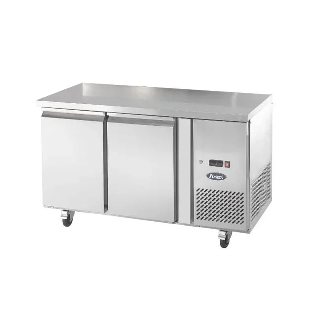 GN 1/1 Positive Refrigerated Work Table - 2 Hinged Doors - Smooth Structure