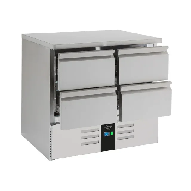 Table de Travail Réfrigérée Positive 4 Tiroirs - Capacité 257 Litres