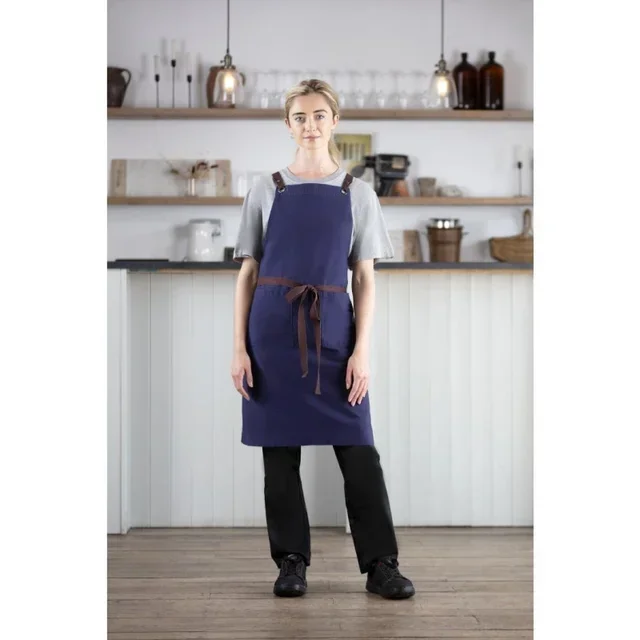 Navy Blue Cotton Bib Apron