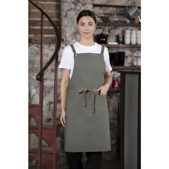 Khaki Cotton Bib Apron