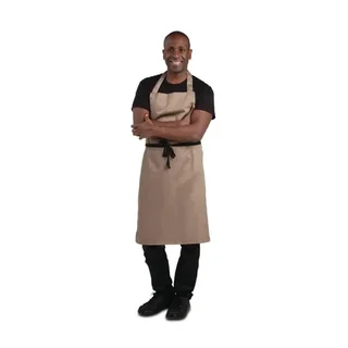 Bib Apron Camel Color in Polyester-Cotton Blend - Size 71.1 x 96.5 cm