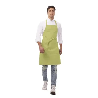 Anise Green Bib Kitchen Apron with Adjustable Neck Straps and 2 Pockets - 61 x 86 cm