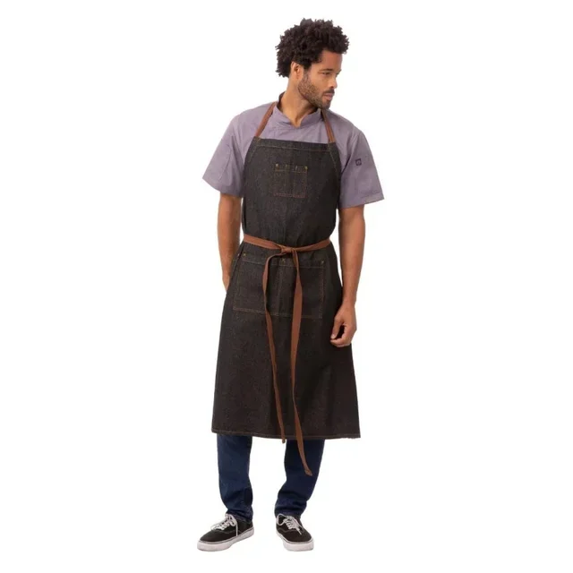 Black Memphis Bib Kitchen Apron - Size 890 x 1005 mm