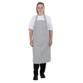 Striped Bib Apron Grey White