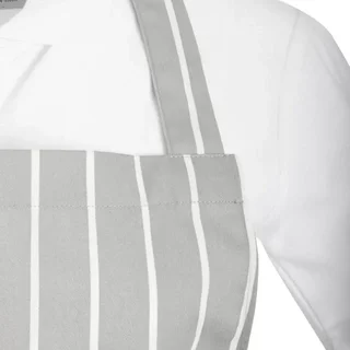 Striped Bib Apron Grey White