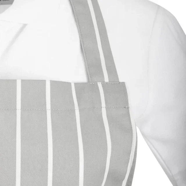 Striped Bib Apron Grey White